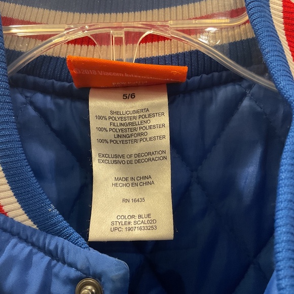 Children’s Nickelodeon Paw Patrol Bomber Jacket, Size 5/6 - Picture 2 of 7